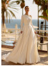 Long Sleeves Pearl Beaded Ivory Satin Modest Wedding Dress Long Sleeves Pearl Beaded Ivory Satin Modest Wedding Dress